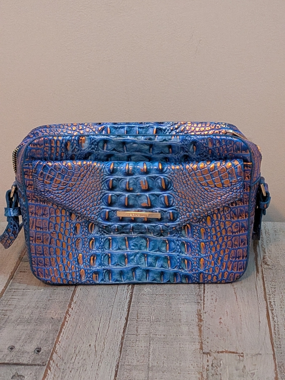 Pre-owned Brahmin Shea Deep Azure Melbourne Crossbody